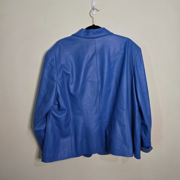 Anne Klein - Women's Plus Size 22W - Blue 100% Leather - Blazer - Business - Picture 2 of 10
